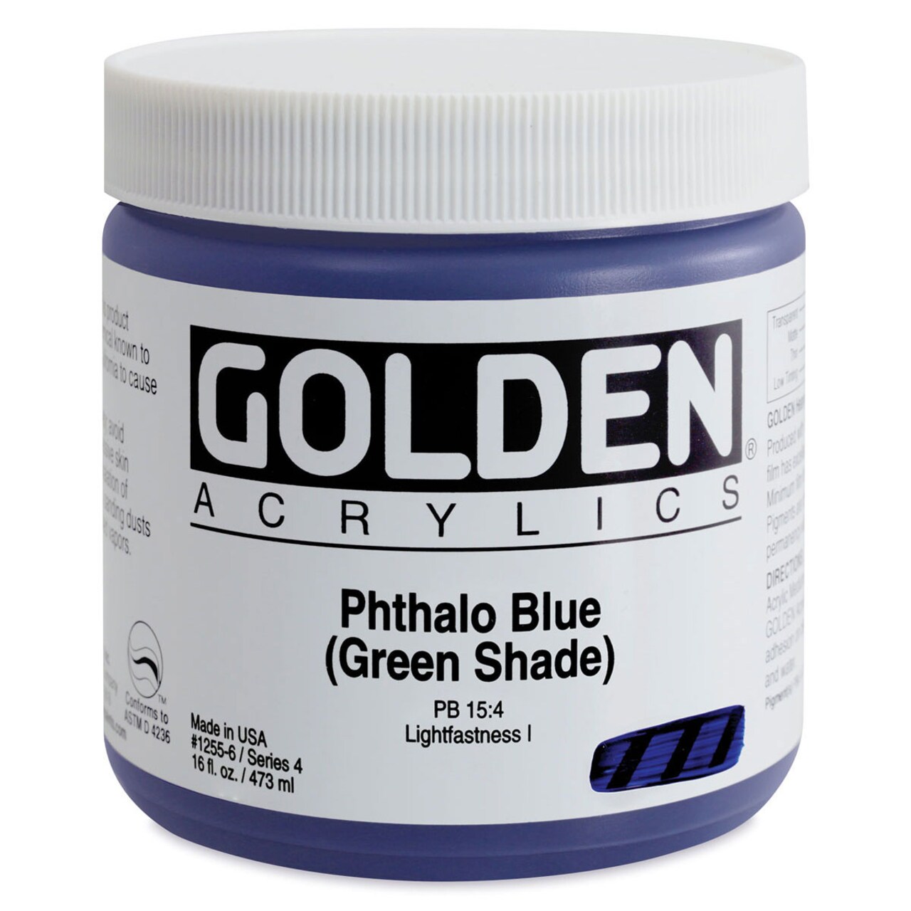 Golden Heavy Body Artist Acrylics - Phthalo Blue (Green Shade), 16 oz Jar
